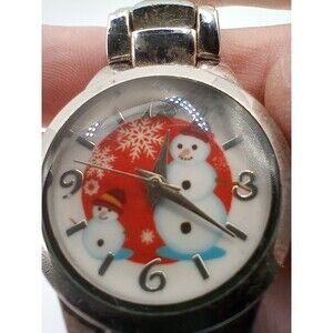 Accutime Cute WATCH Christmas Holiday Season SNOWMAN Singapore Silver band